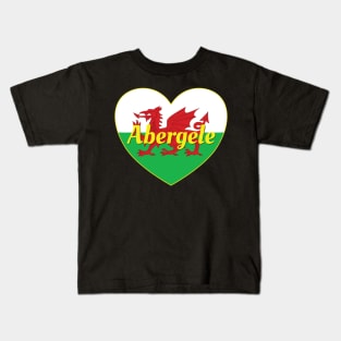 Abergele Wales UK Welsh Flag Heart Kids T-Shirt